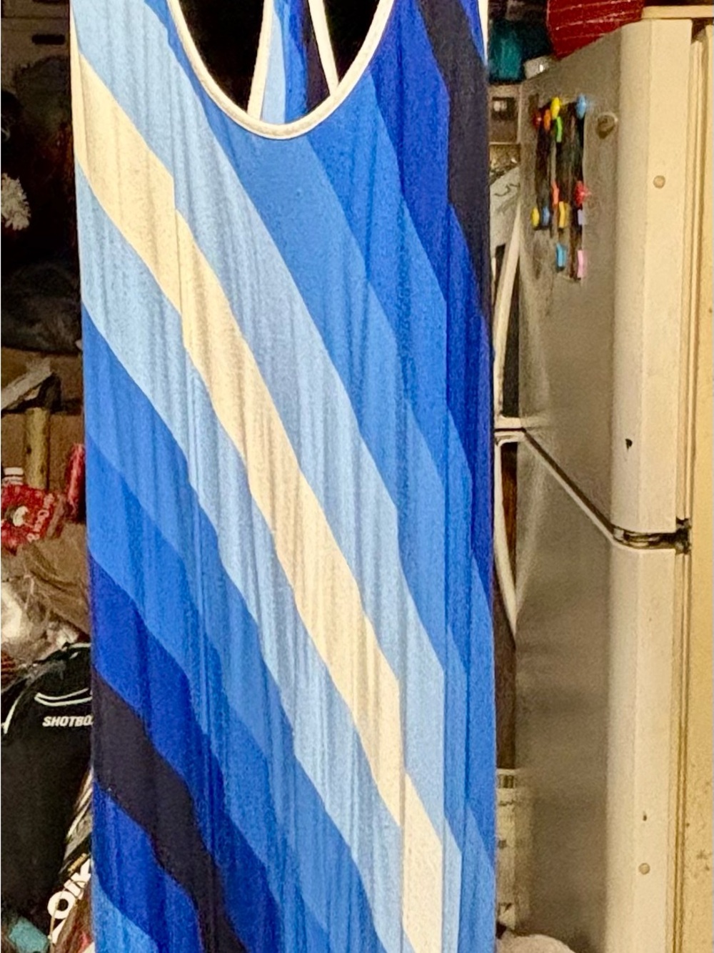 Blue Multi-Stripe Maxi Dress